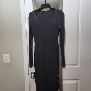 Popular Basics Women's Charcoal Long Sleeve Dress